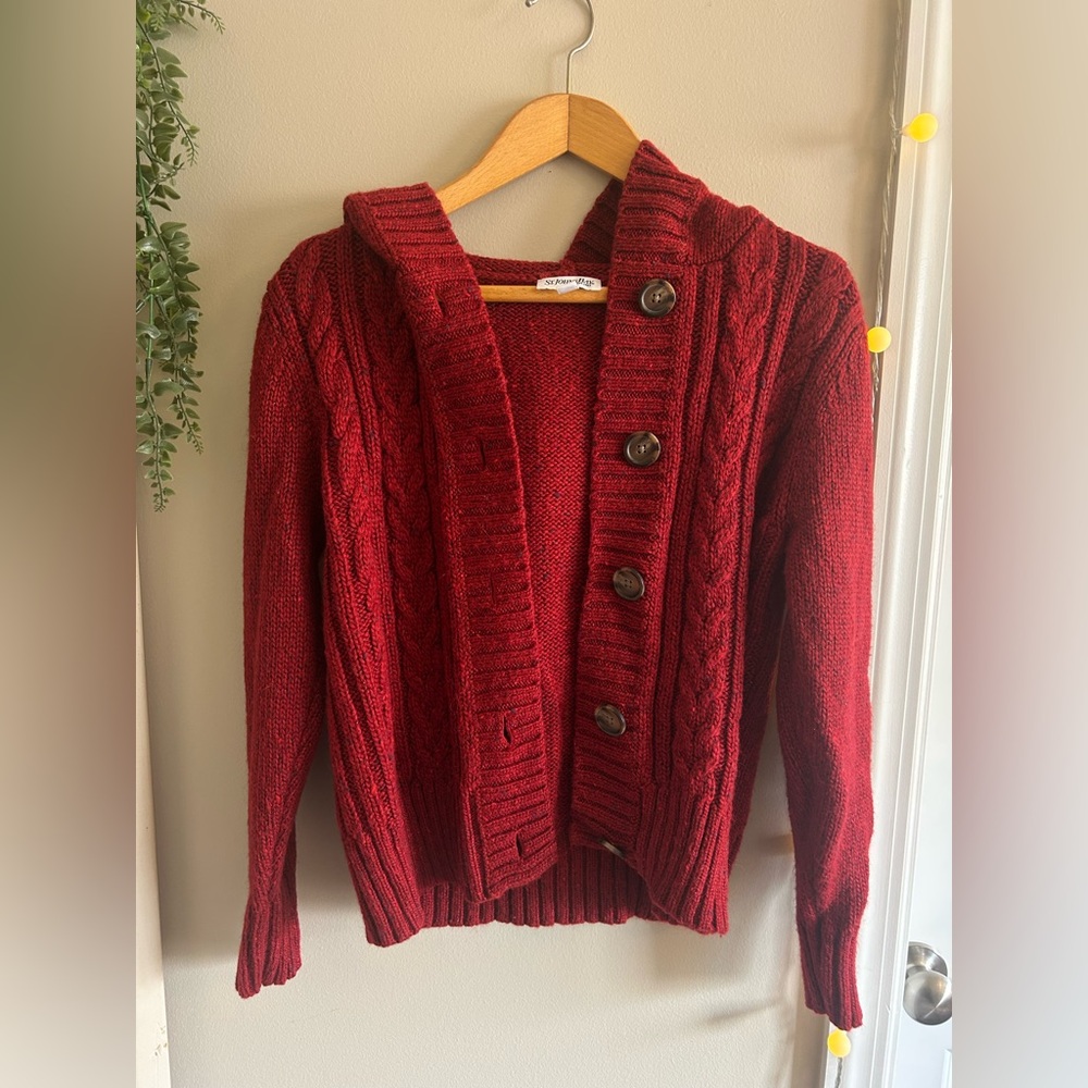 Cozy Cable Knit Button-Up Cardigan Sweater - St. Johns bay size PL